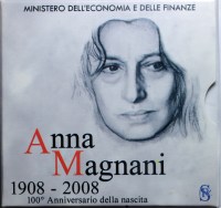 ITALIA 5 EURO ANNA MAGNANI 2008 PROOF