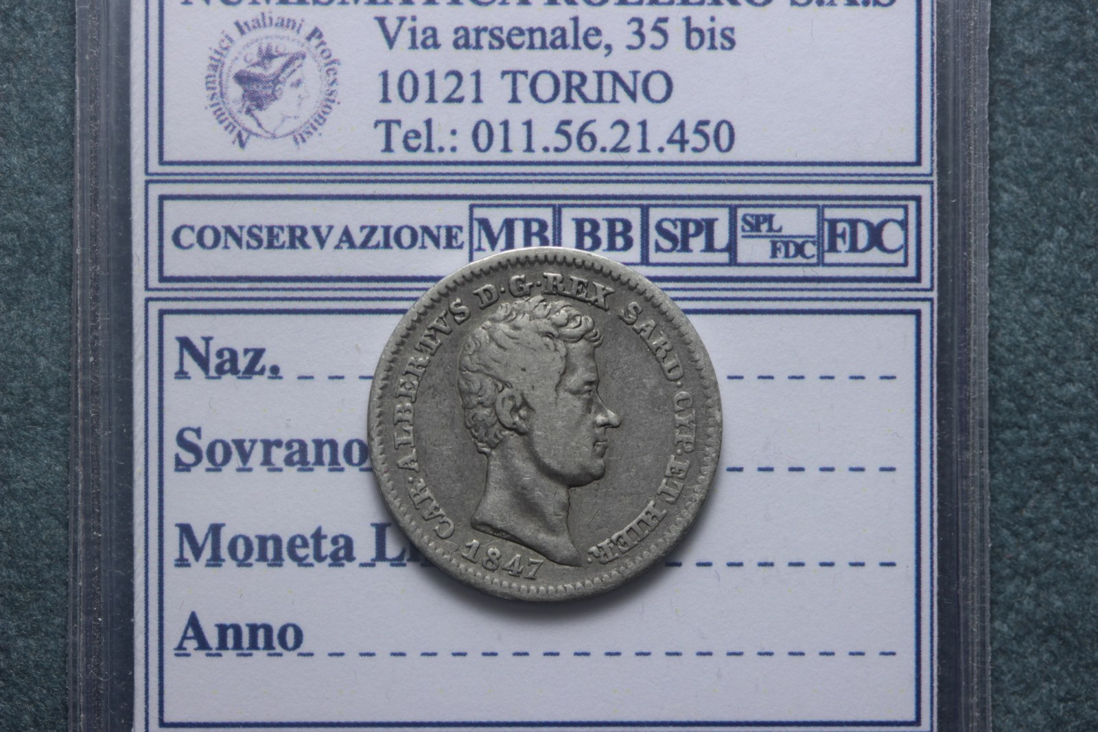 CARLO ALBERTO 50 CENTESIMI 1847 TORINO BB R3