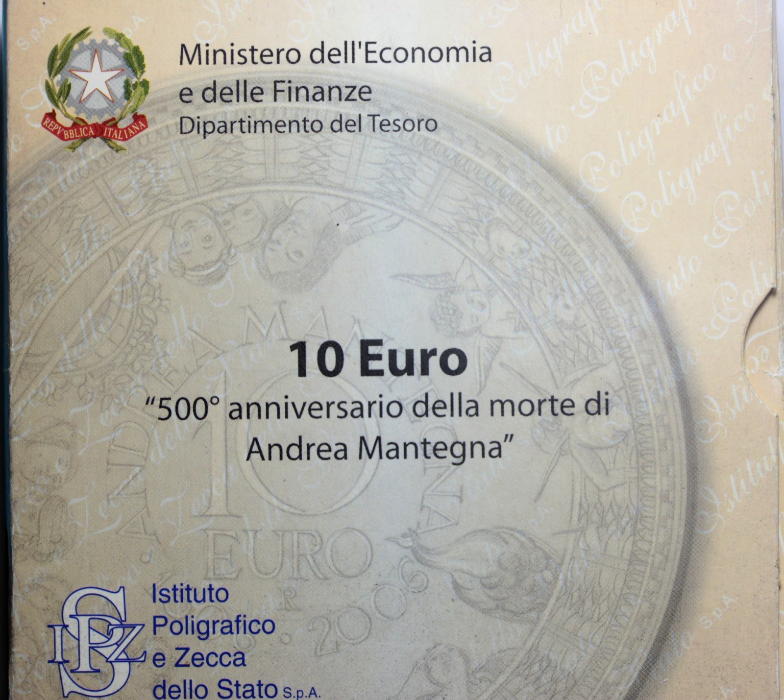 ITALIA 10 EURO ANDREA MANTEGNA 2006 PROOF 