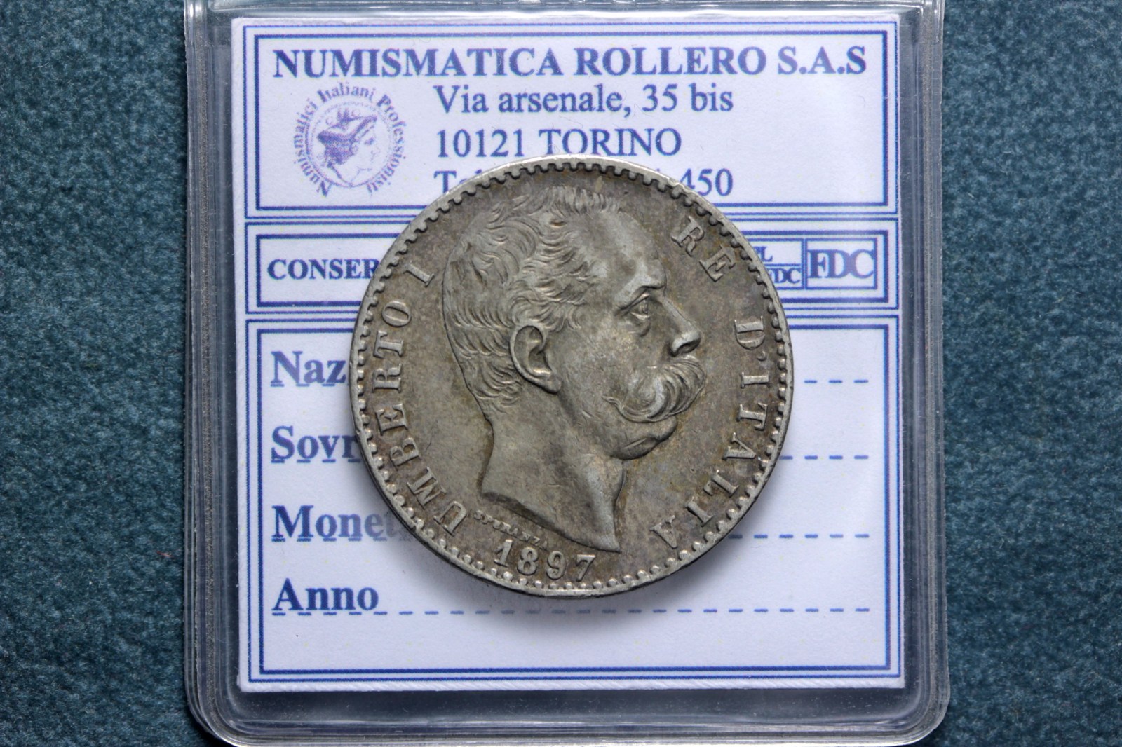 UMBERTO I 2 LIRE 1897 ROMA BB+