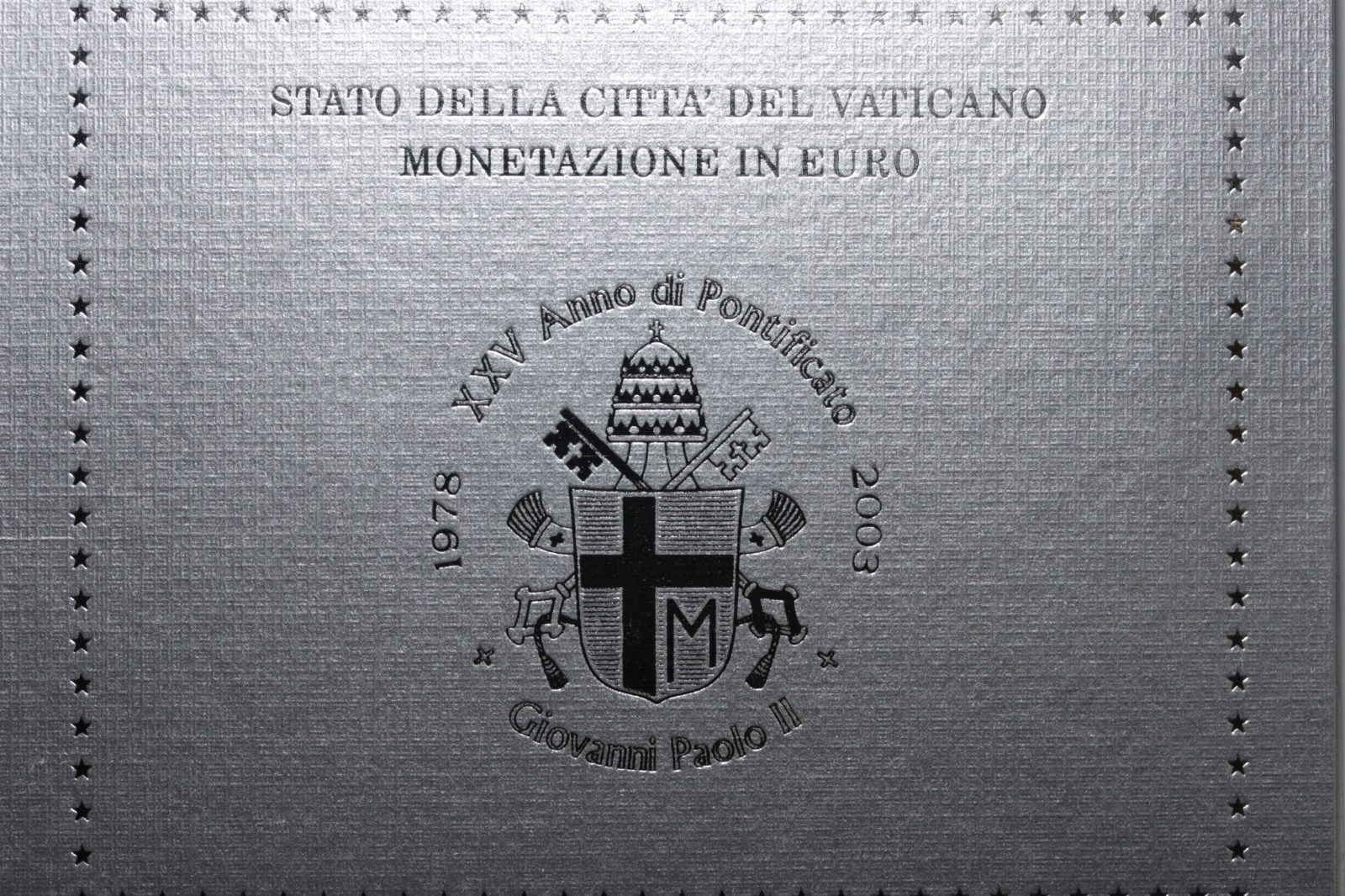 VATICANO GIOVANNI PAOLO II DIVISIONALE IN EURO 2003 FDC