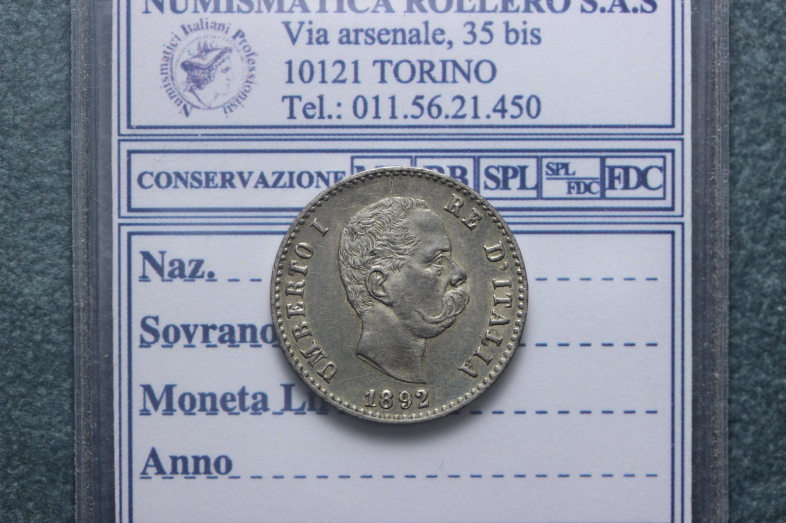 UMBERTO I 50 CENTESIMI 1892 ROMA SPL+