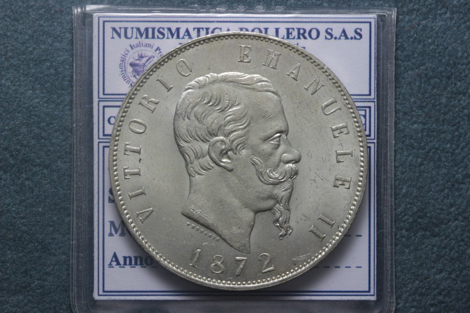 VITTORIO EMANUELE II 5 LIRE 1872 MILANO SPL/FDC