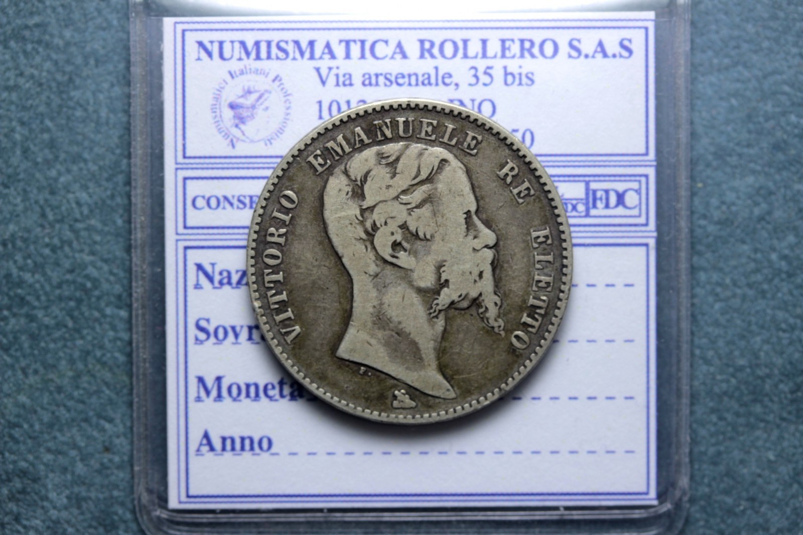 VITTORIO EMANUELE II RE ELETTO 2 LIRE 1860 FIRENZE MB/BB