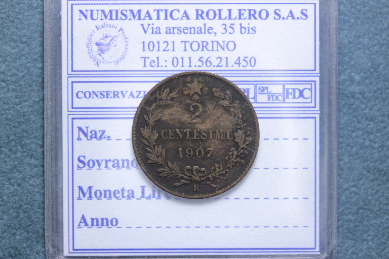 VITTORIO EMANUELE III 2 CENTESIMI 1907 MB/BB R2