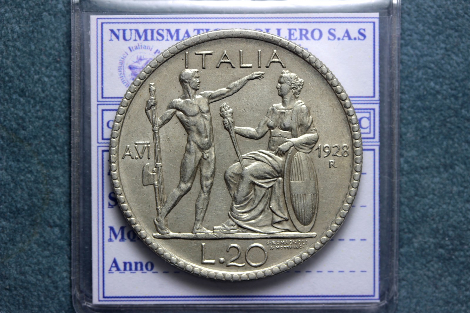 VITTORIO EMANUELE III 20 LIRE 1928 VI LITTORE SPL