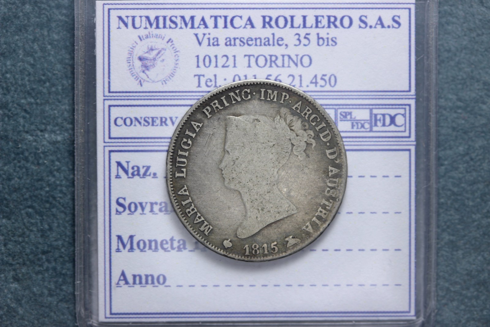 PARMA MARIA LUIGIA 1 LIRA 1815 MILANO