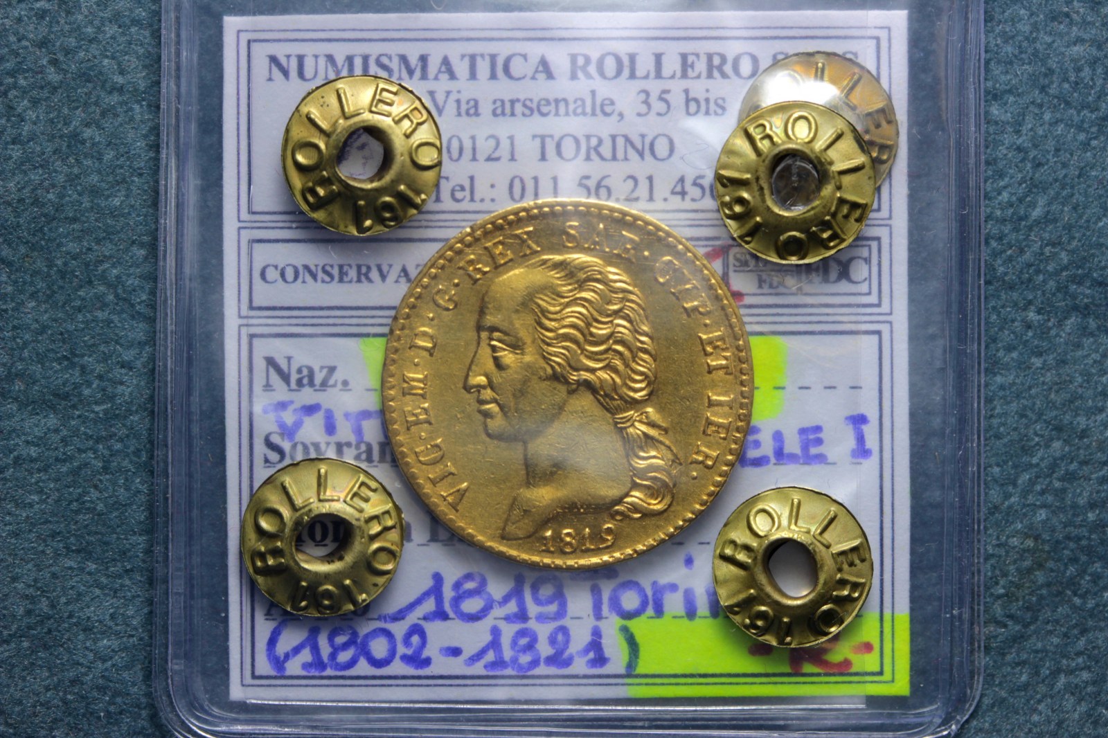 VITTORIO EMANUELE I 20 LIRE 1819 TORINO SPL+