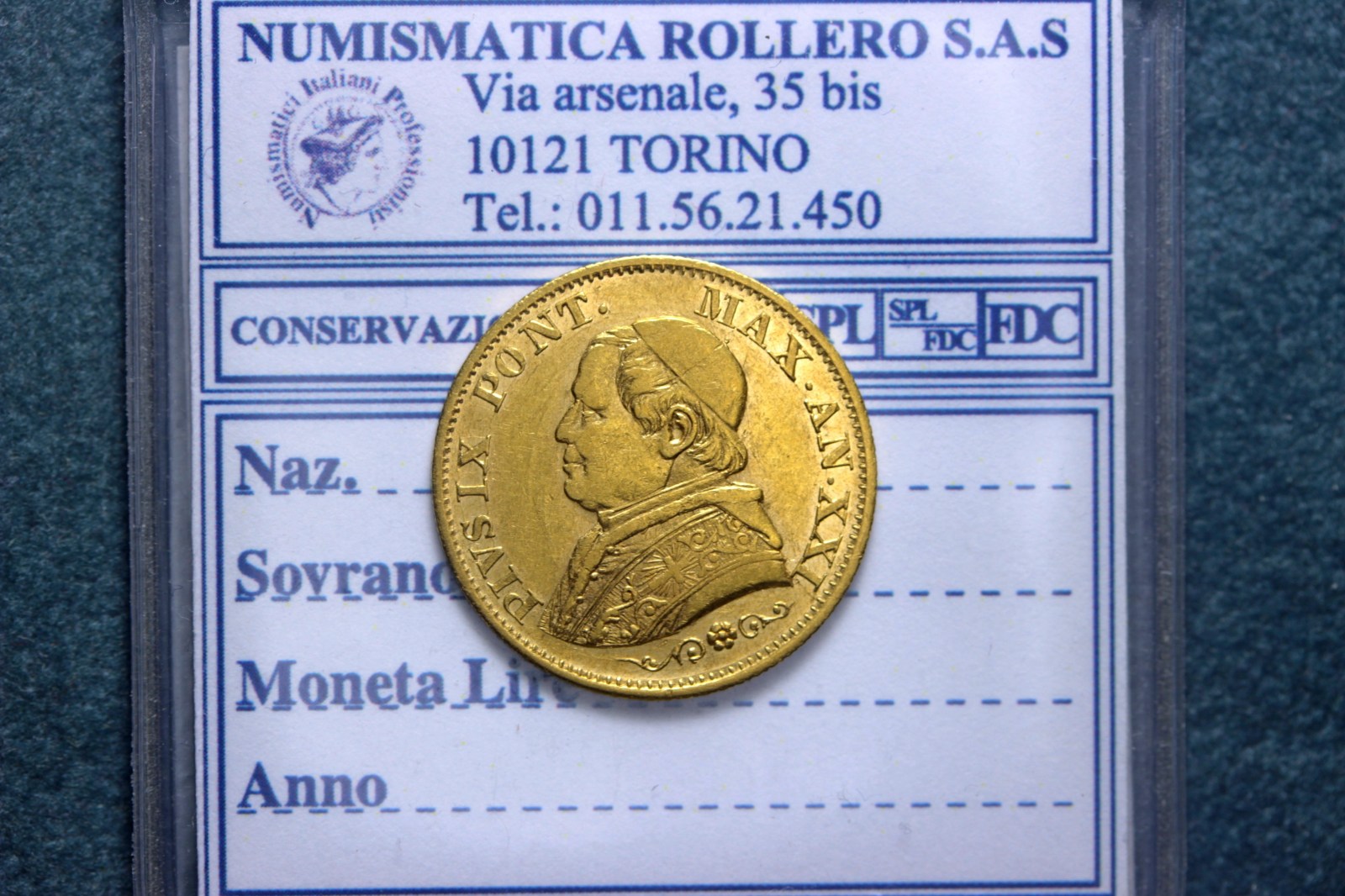 STATO PONTIFICIO PIO IX 10 LIRE 1866 XXI ROMA SPL