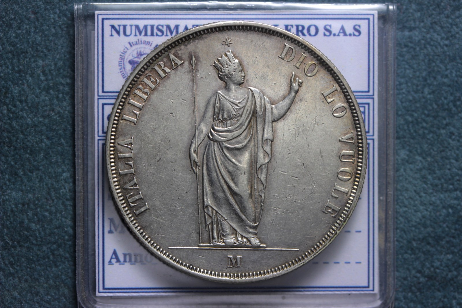 LOMBARDIA GOVERNO PROVVISORIO 5 LIRE 1848 MILANO Q.SPL