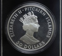 PITCAIRN ISLANDS ELISABETTA II 50 DOLLARI 1989 PROOF COFANETTO E CERTIFICATO