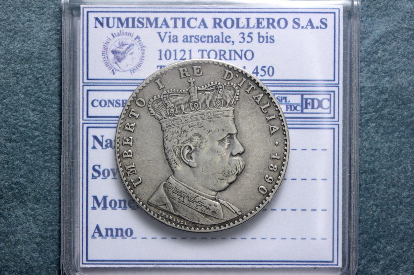 SAVOIA UMBERTO I COLONIA ERITREA 2 LIRE 1890 BB