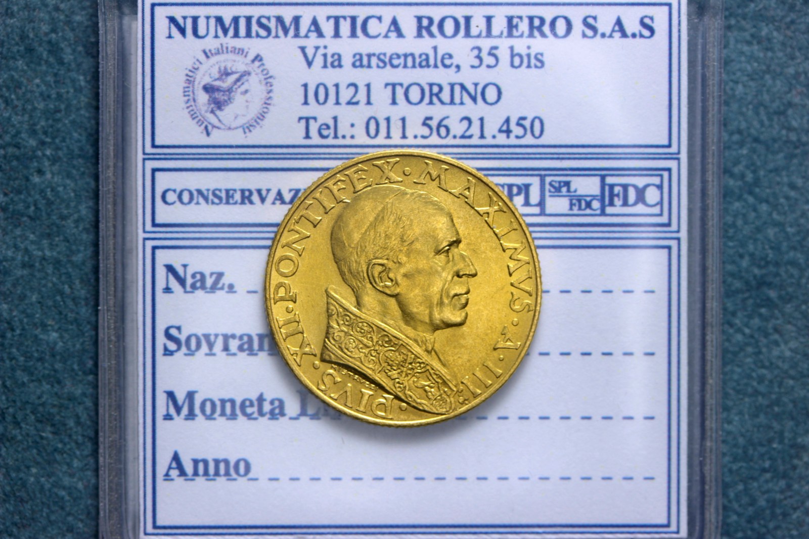 VATICANO PIO XII 100 LIRE 1941 ANNO III FDC