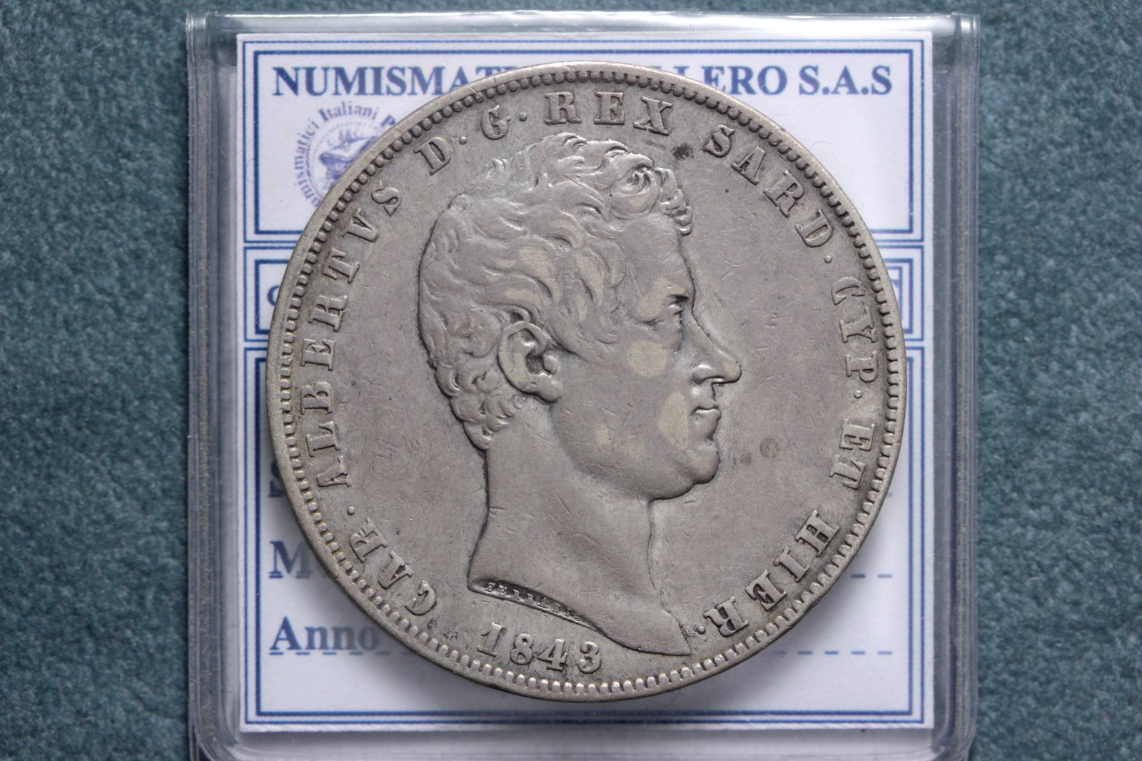 CARLO ALBERTO 5 LIRE 1843 GENOVA BB