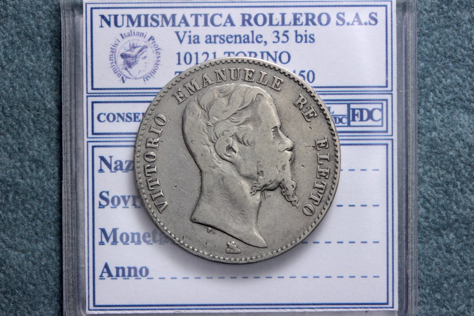 VITTORIO EMANUELE II RE ELETTO 2 LIRE 1860 FIRENZE MB/BB RARA