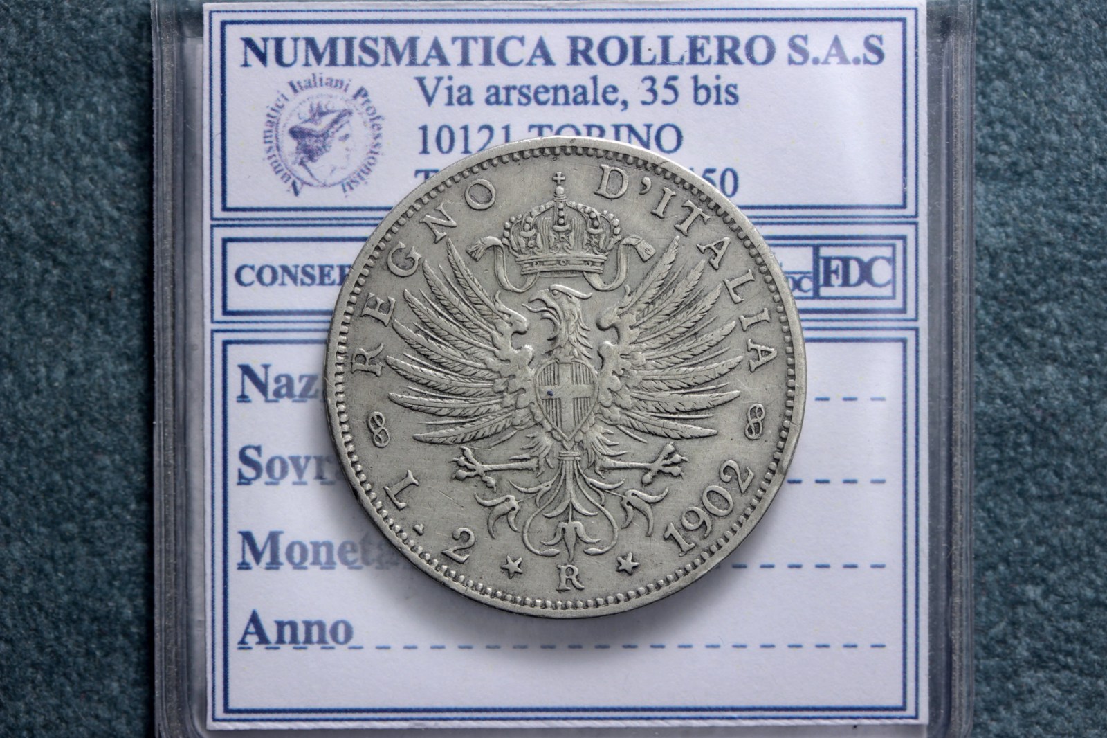 VITTORIO EMANUELE III 2 LIRE 1902 AQUILA SABAUDA BB+ RARA