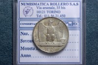 VITTORIO EMANUELE III 5 LIRE 1927 (2 ROSETTE) FDC