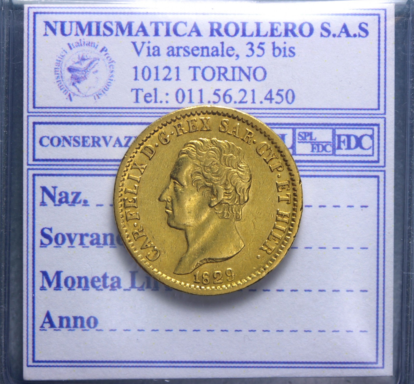 CARLO FELICE 20 LIRE 1829 TORINO SPL