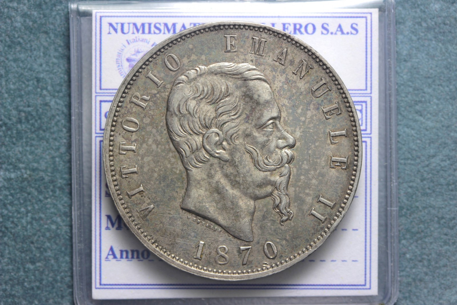 VITTORIO EMANUELE II 5 LIRE 1870 ROMA Q.SPL RARA