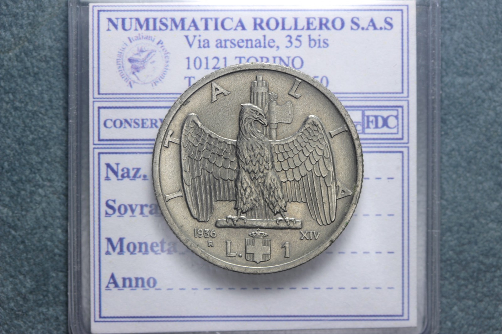 VITTORIO EMANUELE III 1 LIRA 1936 IMPERO BB/BB+