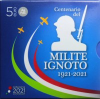 REPUBBLICA ITALIANA 5 EURO 2021 MILITE IGNOTO FDC