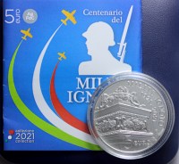 REPUBBLICA ITALIANA 5 EURO 2021 MILITE IGNOTO FDC