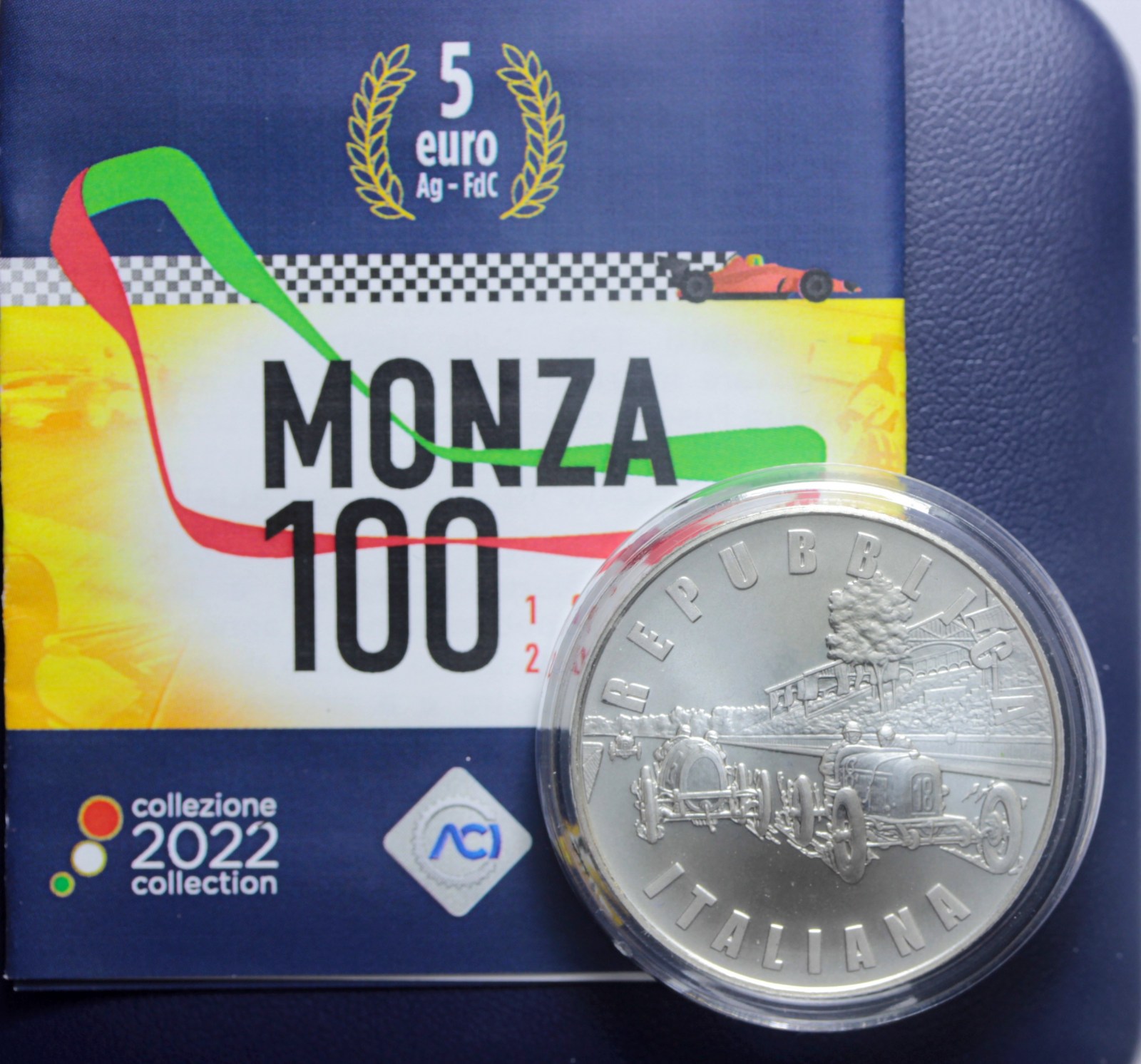 REPUBBLICA ITALIANA 5 EURO 2022 CIRCUITO DI MONZA FDC