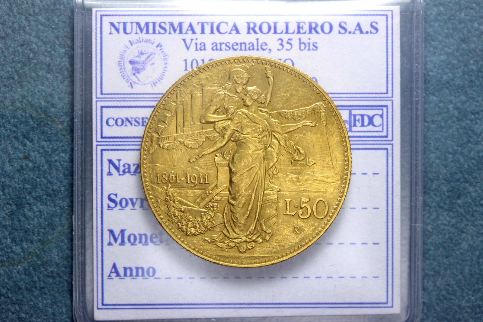 VITTORIO EMANUELE III 50 LIRE 1911 CINQUANTENARIO SPL+