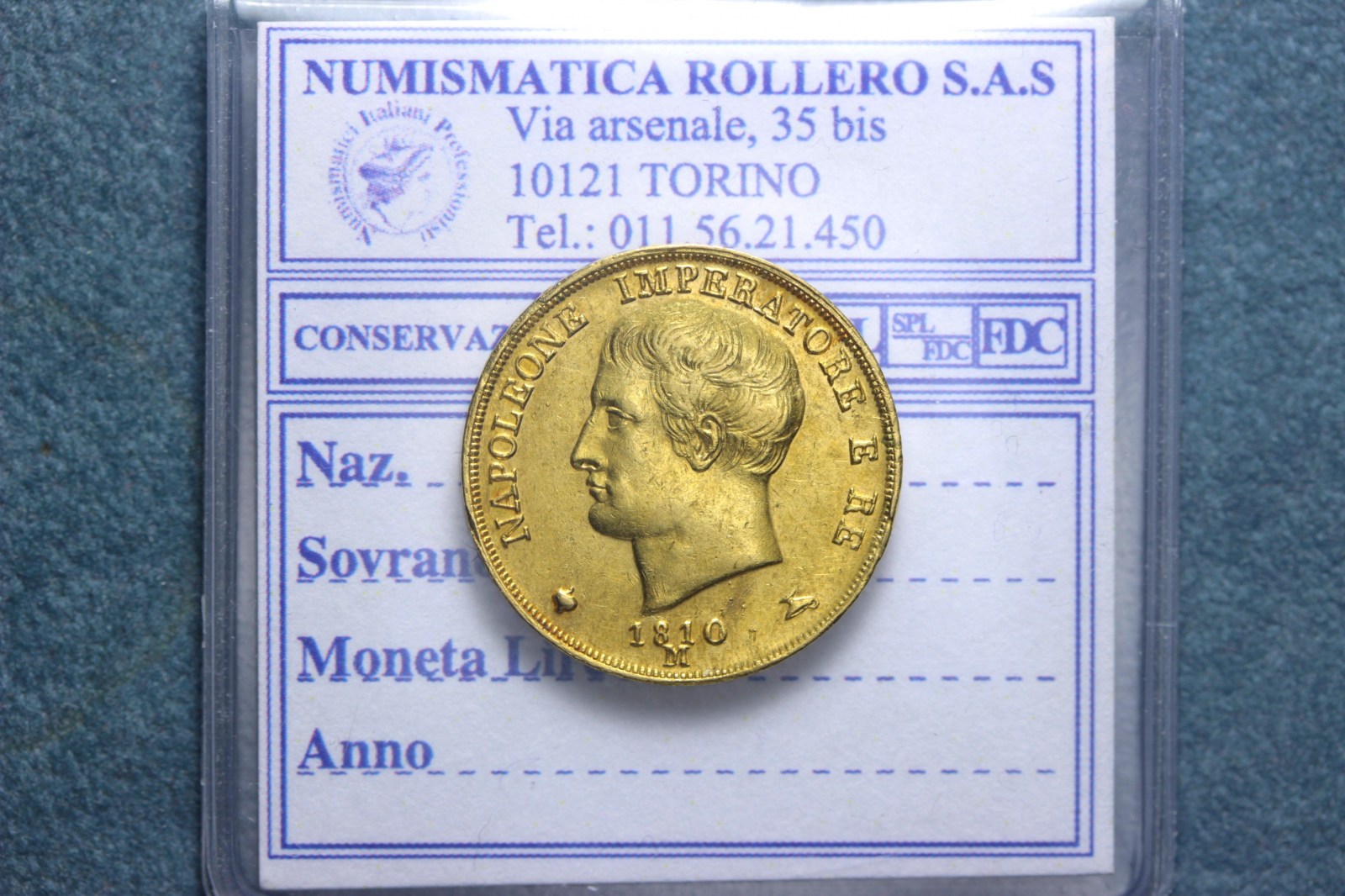 MILANO NAPOLEONE I 20 LIRE 1810 SPL