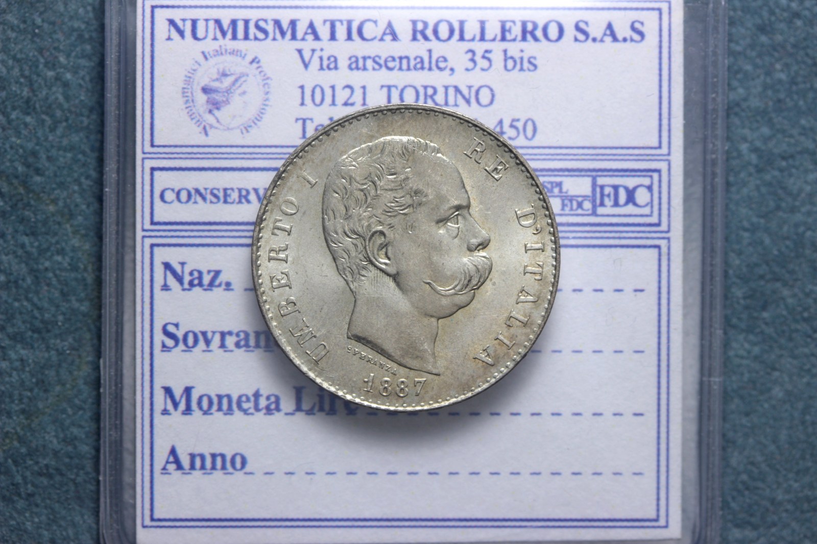 SAVOIA UMBERTO I 1 LIRA 1887 MILANO FDC STATO ZECCA