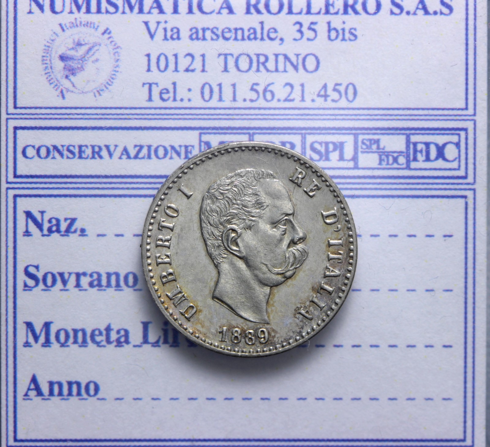 SAVOIA UMBERTO I 50 CENTESIMI 1889 ROMA SPL++