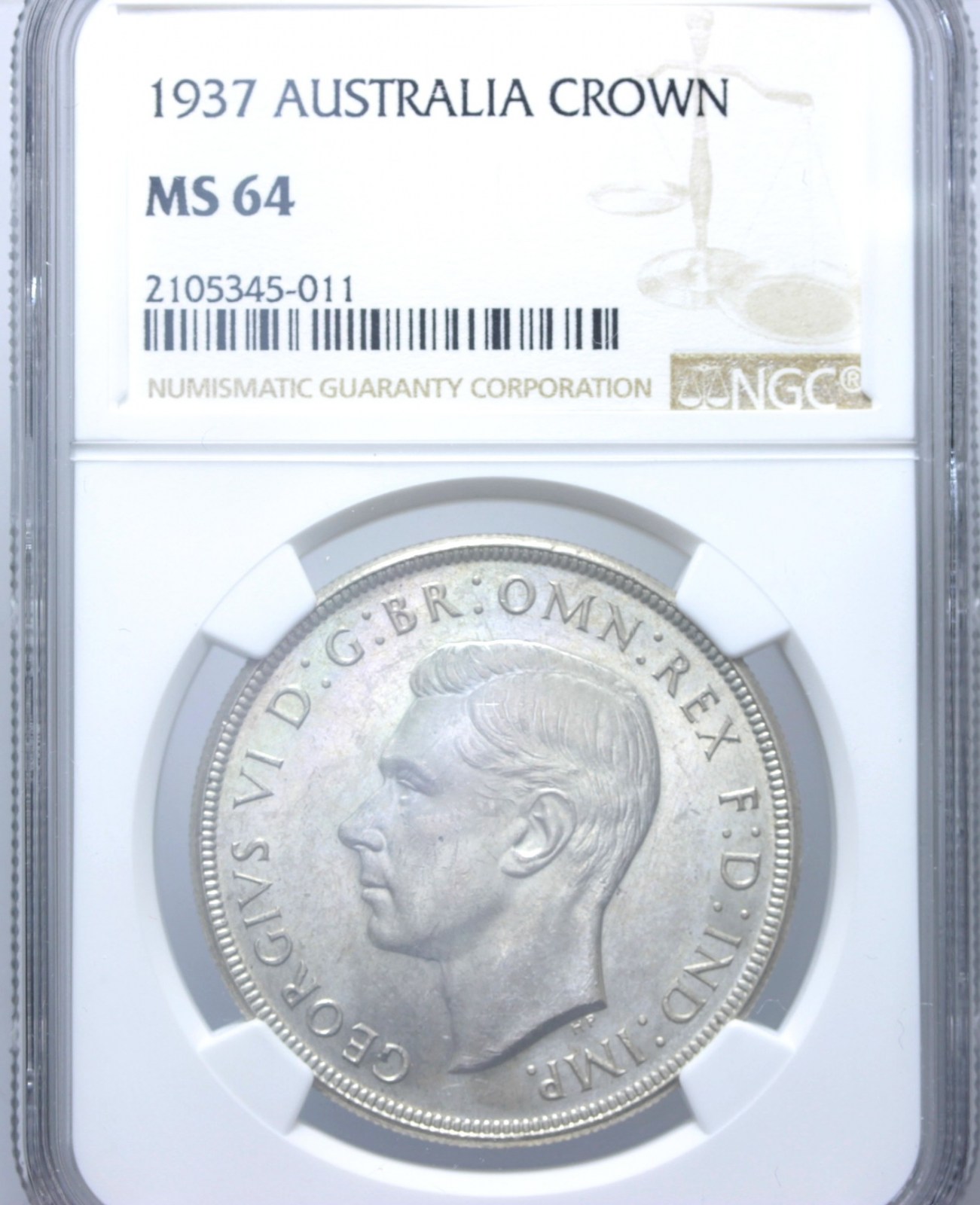 AUSTRALIA GIORGIO VI CROWN 1937 NGC MS64 FDC