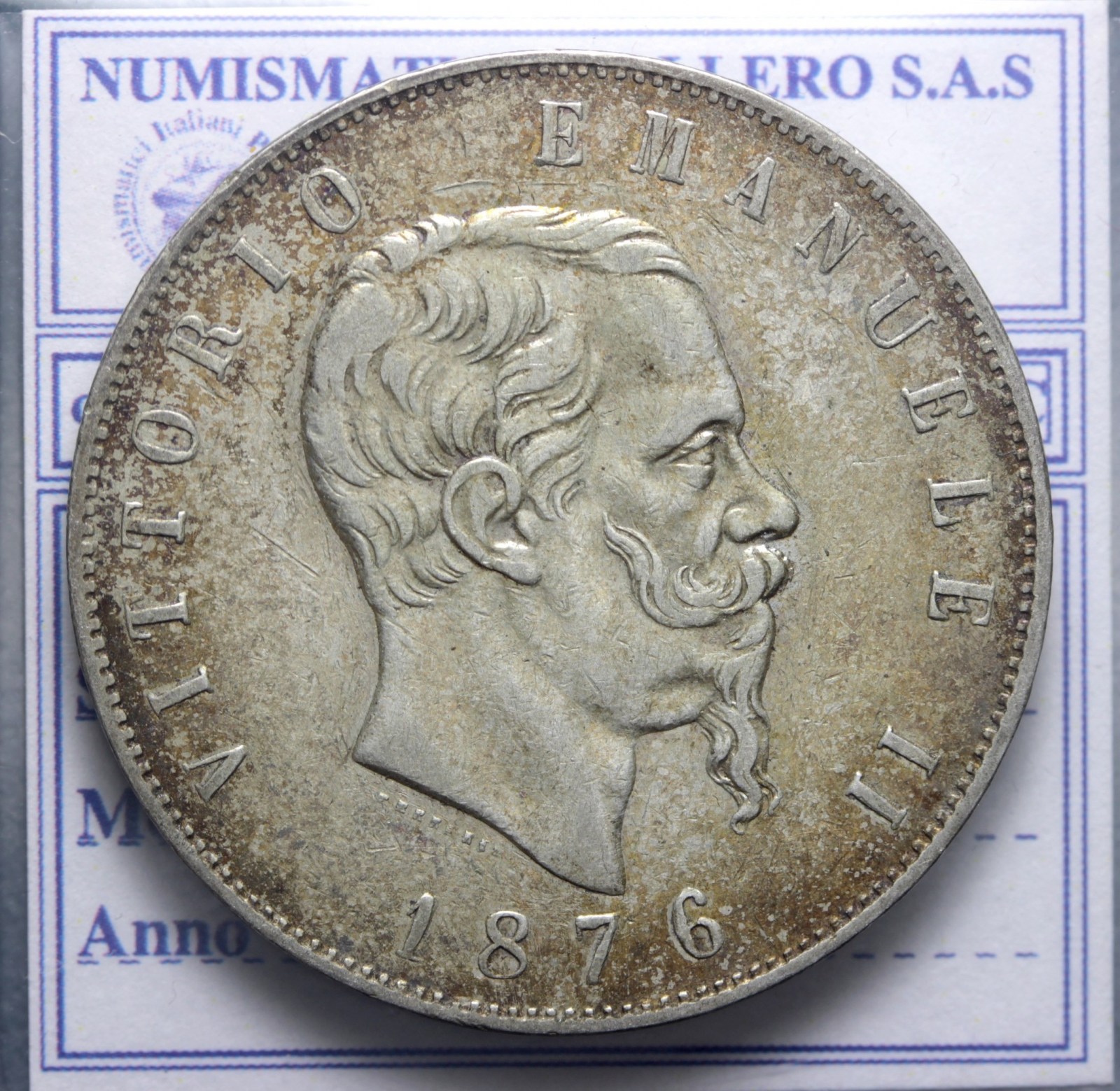 VITTORIO EMANUELE II 5 LIRE 1876 ROMA BB+