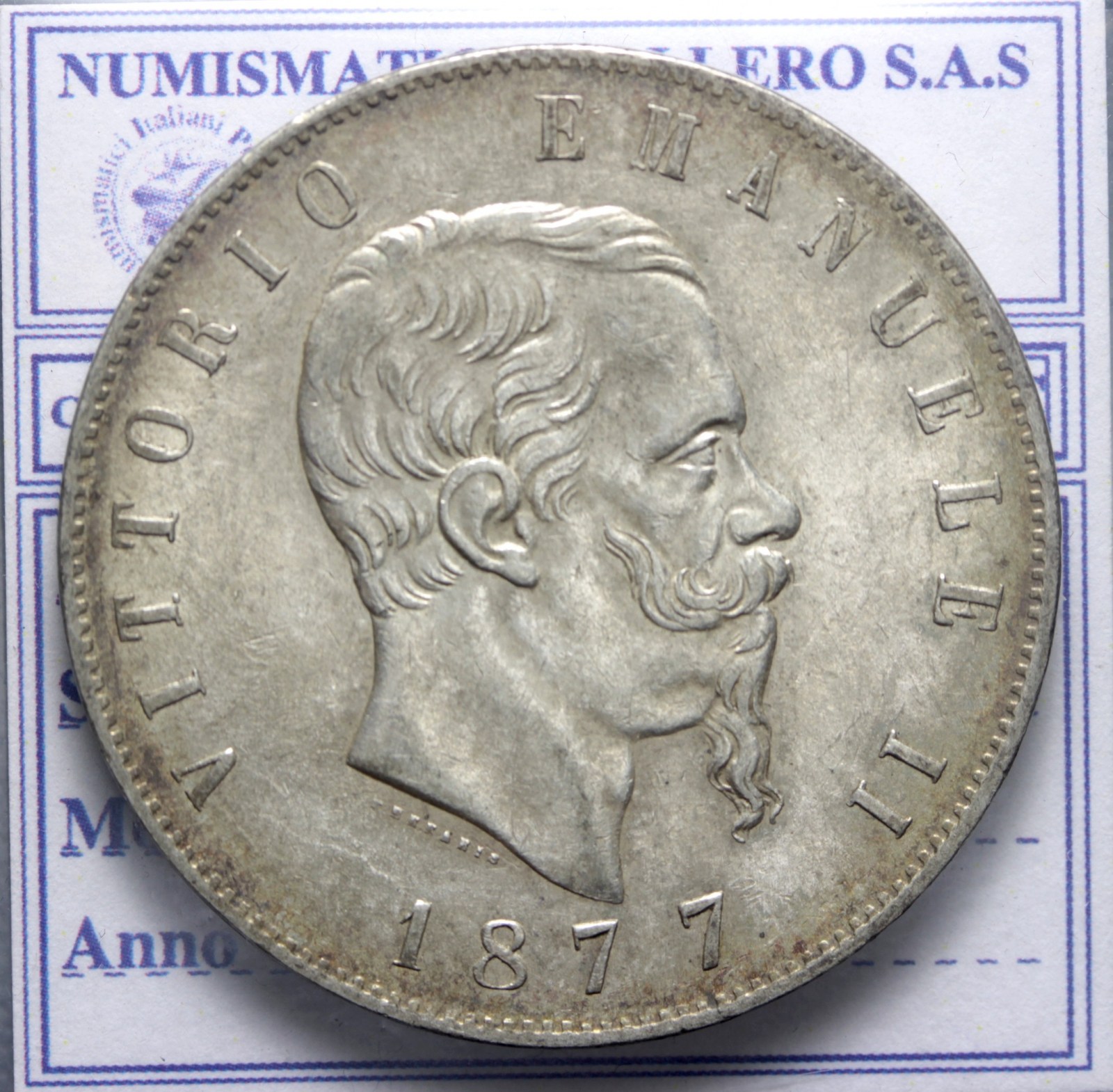 VITTORIO EMANUELE II 5 LIRE 1877 ROMA BELLO SPL