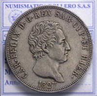 CARLO FELICE 5 LIRE 1827 TORINO SPL NON COMUNE