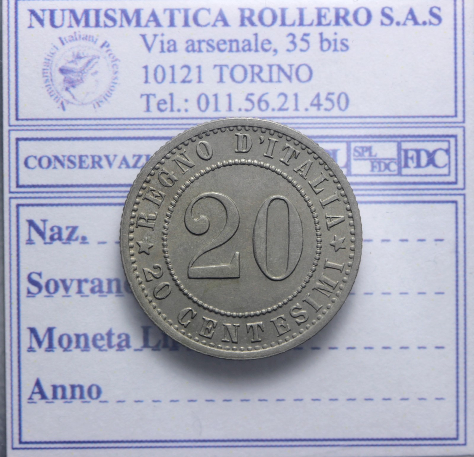 SAVOIA UMBERTO I 20 CENTESIMI 1895 ROMA SPL+ NON COMUNE