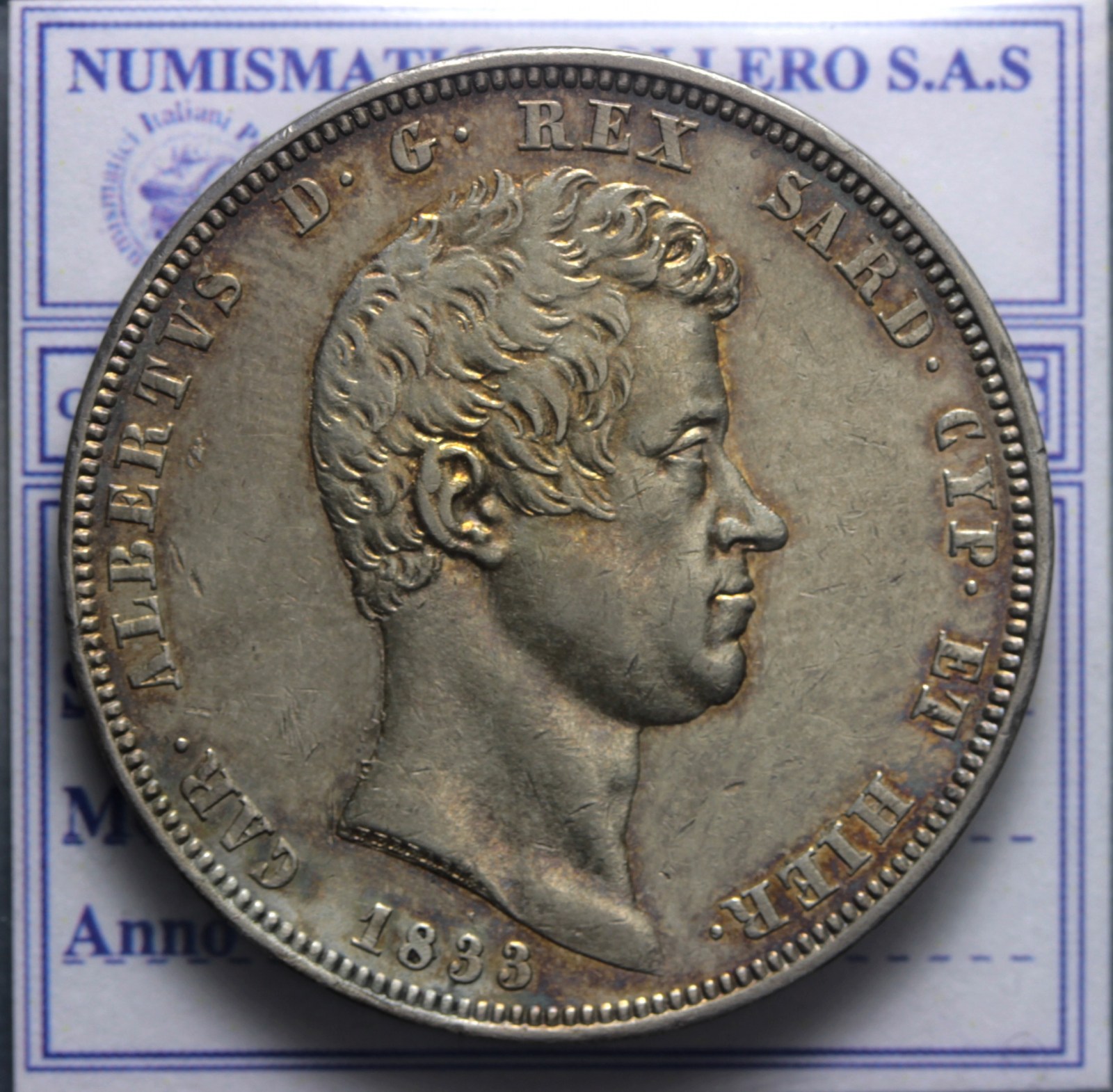 SAVOIA CARLO ALBERTO 5 LIRE 1833 GENOVA SPL