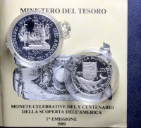 REPUBBLICA ITALIANA DITTICO 200+500 LIRE 1989 SCOPERTA DELL'AMERICA PROOF