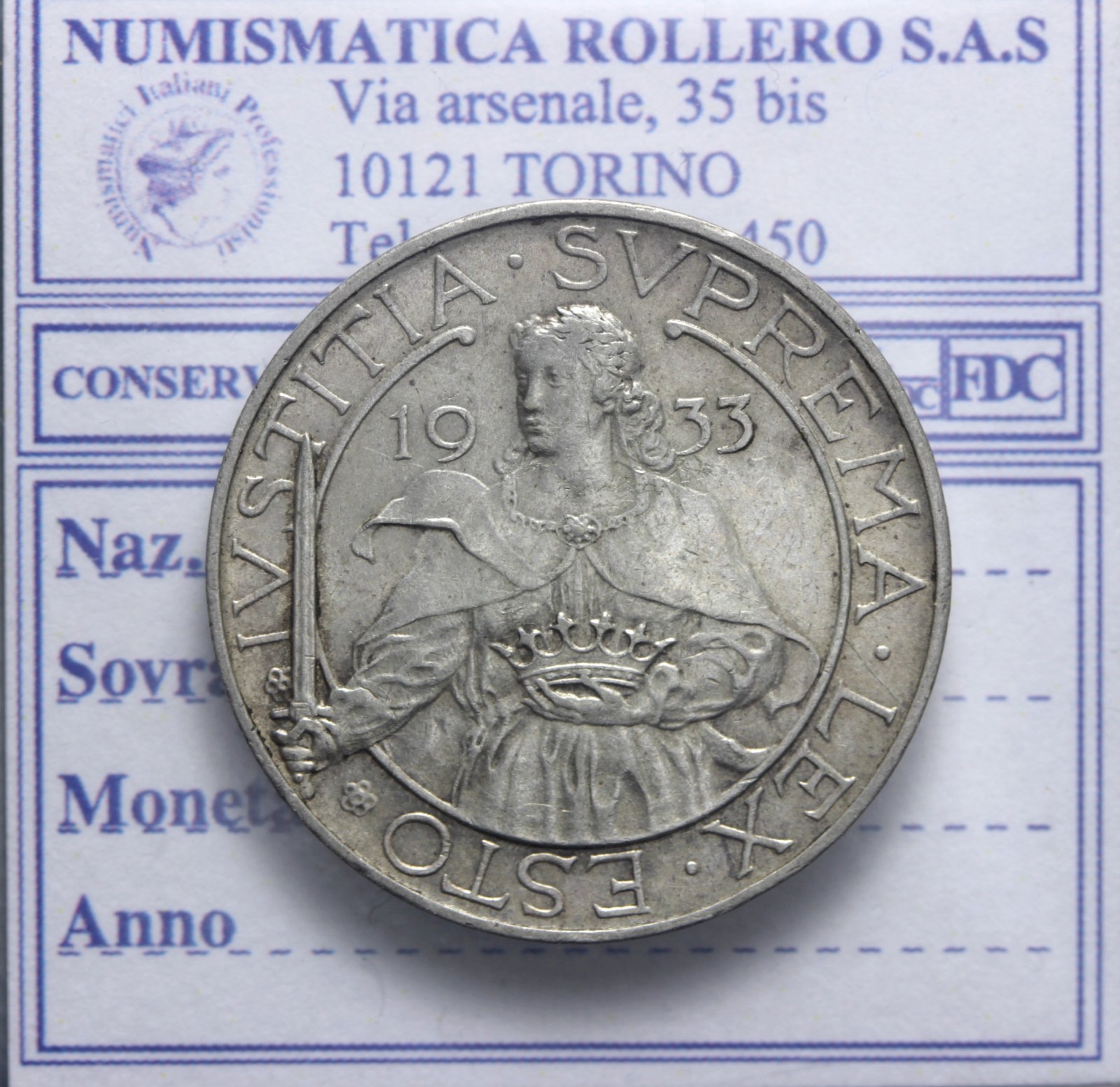 SAN MARINO VECCHIA MONETAZIONE 10 LIRE 1933 ROMA SPL