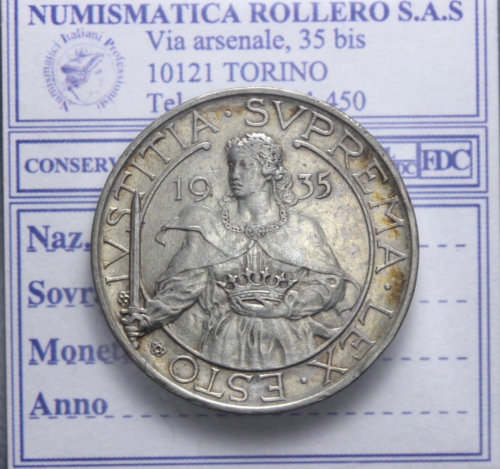 SAN MARINO VECCHIA MONETAZIONE 10 LIRE 1935 ROMA Q.SPL