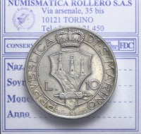 SAN MARINO VECCHIA MONETAZIONE 10 LIRE 1935 ROMA Q.SPL