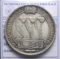 SAN MARINO VECCHIA MONETAZIONE 20 LIRE 1932 ROMA BB+