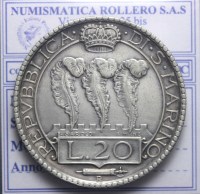 SAN MARINO VECCHIA MONETAZIONE 20 LIRE 1932 ROMA BB/BB+