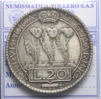 SAN MARINO VECCHIA MONETAZIONE 20 LIRE 1931 ROMA BB+/SPL