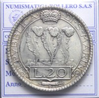 SAN MARINO VECCHIA MONETAZIONE 20 LIRE 1935 ROMA SPL