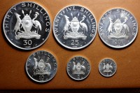 UGANDA SERIE 30 25 20 10 5 2 SHILLINGS 1969 PROOF