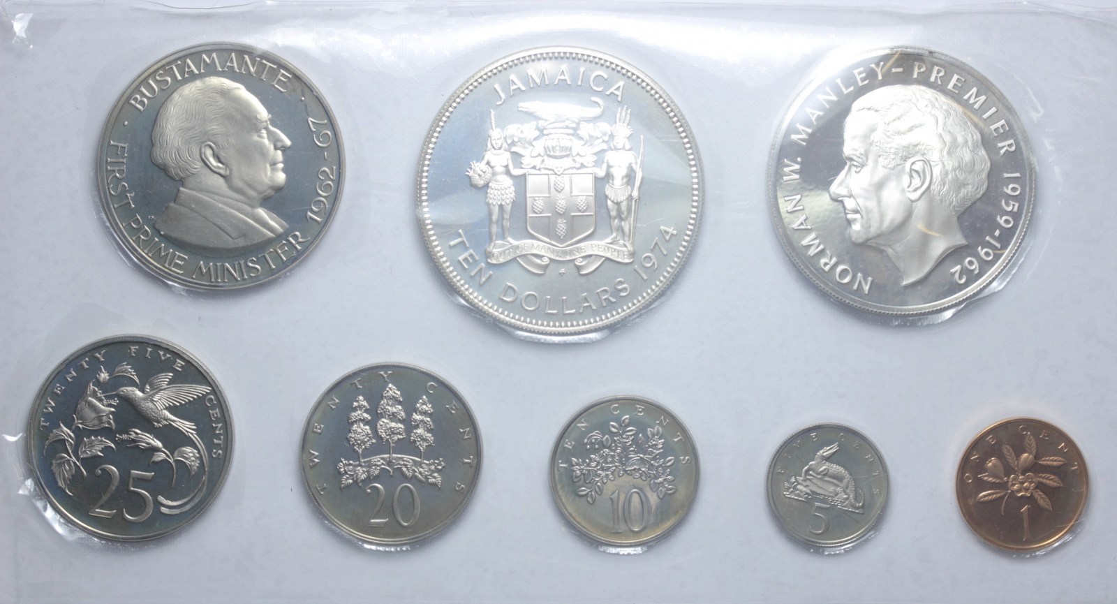 JAMAICA PROOF SET 8 VALORI 1974