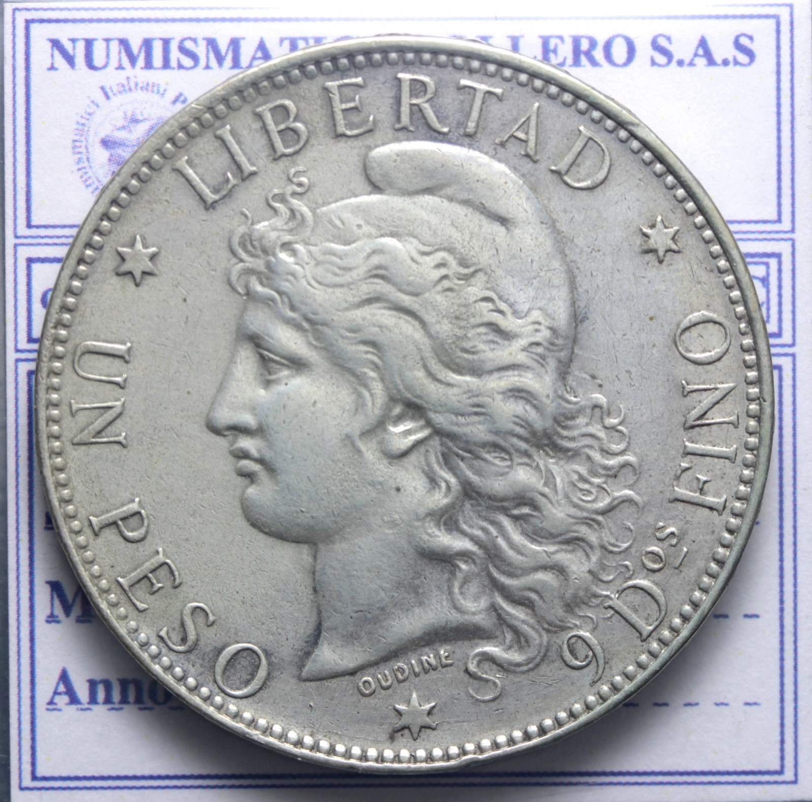 ARGENTINA UN PESO 1882 BB+/Q.SPL RARA