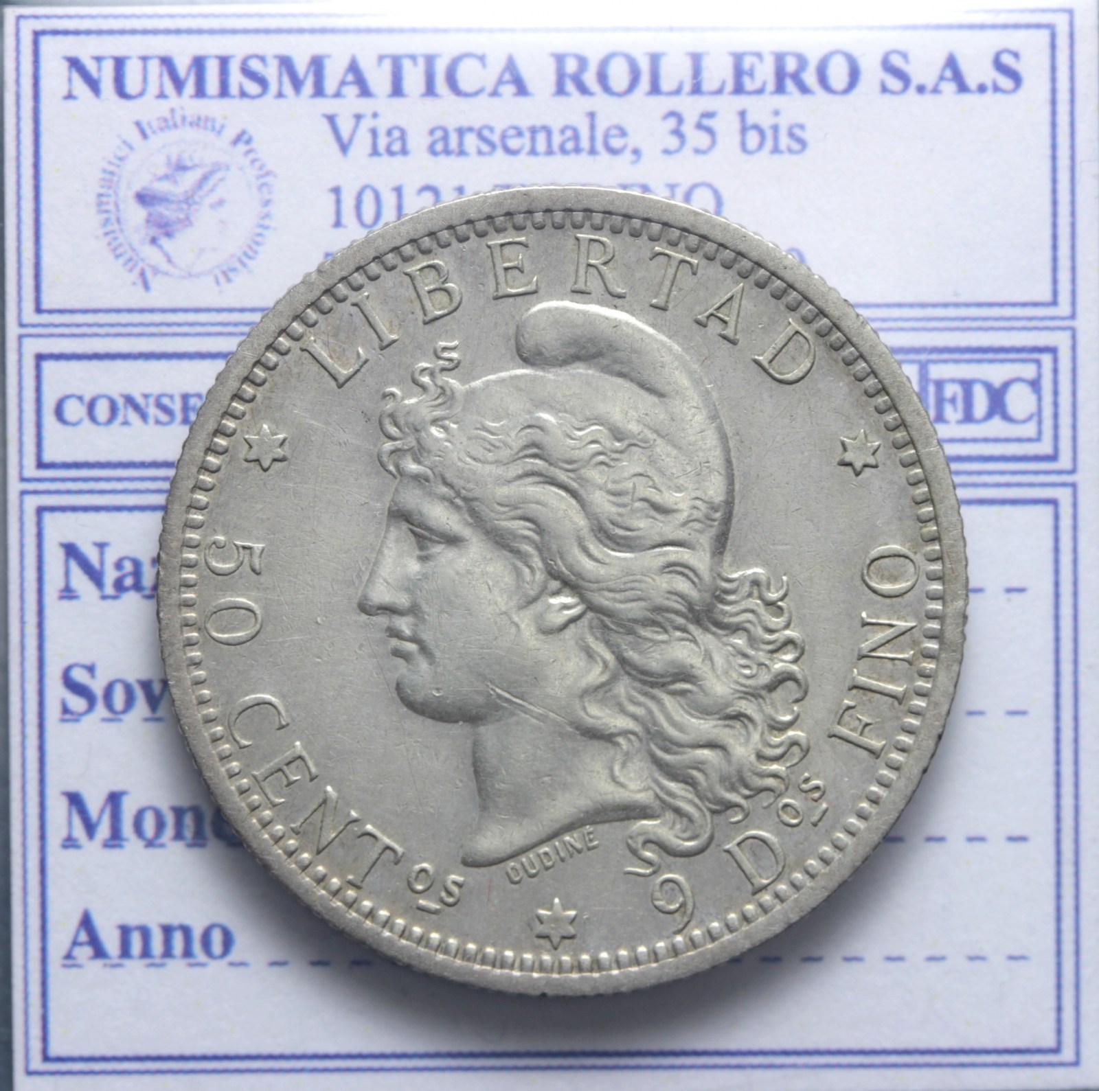 ARGENTINA 50 CENTAVOS 1882 Q.SPL/SPL 