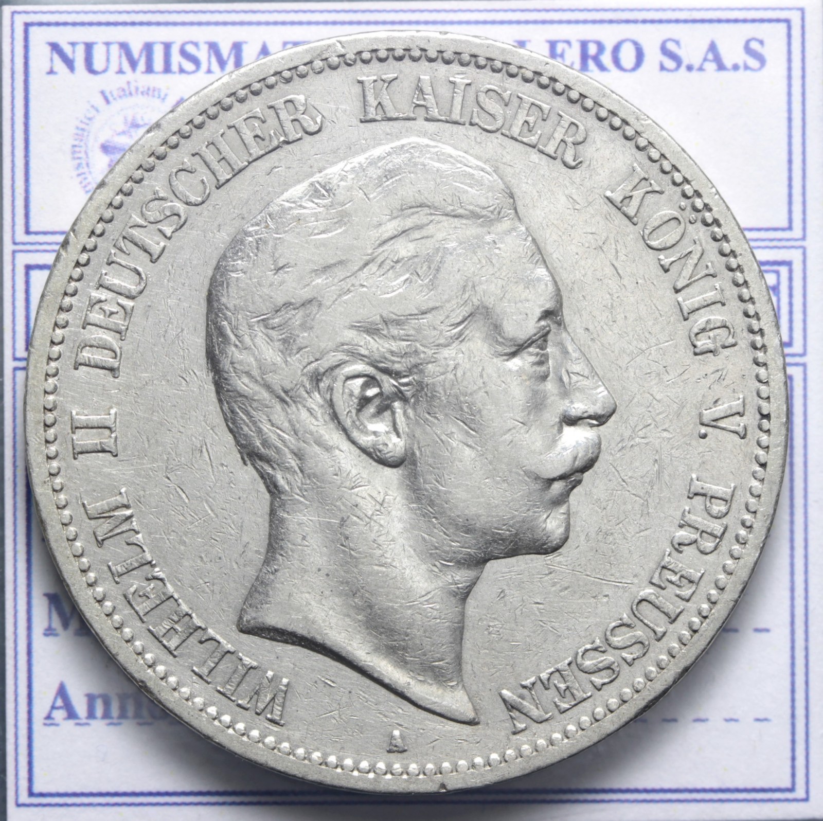 GERMANIA PRUSSIA GUGLIELMO II 1888-1918 5 MARCHI 1895 BERLINO BB/BB+